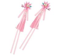 Veemoon Pasador de Pelo Floral Degradado con Borla para Mujer Adorno Headdress Japonés Clips Decorativos para Kimono y Vestimenta Tradicional de Rosa