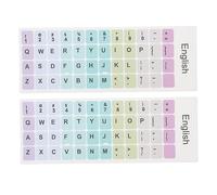 Veemoon Pegatina para Teclado Inglés Letras Adhesivas 2 Hojas de Pegatinas Repuesto para Teclado Portátil para Educación y Autoaprendizaje Compatible Color