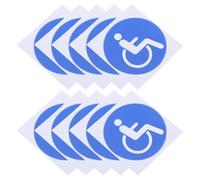 Veemoon Pegatina Señal de Discapacidad Redonda Autoadhesiva 8 Cm, 10 Unidades, Símbolo Silla de Ruedas para Puertas y Ventanas, Resistente y Visible para Vehículos y Edificios