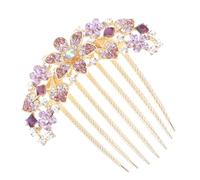 Veemoon Peine Insertado De Aleación Cristales Morado, Accesorio Cabello Mujer, Tocado Para Novia, Diseño De 7 Dientes, Complemento Para Boda y Fiesta