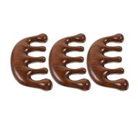 Veemoon Peine Masajeador de Madera de 3 Piezas para Cuero Cabelludo, Dientes Anchos, Herramienta de Acupresión para Spa y Relajación, Masajeador Manual Portátil para Cuidado Capilar