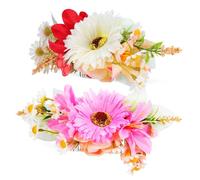 Veemoon Peinetas Cabello 2 Unidades Talla Única Flores De Tela Lateral Color Champán y Rosa Para Mujer Boda y Eventos Accesorios Para Velo De Novia