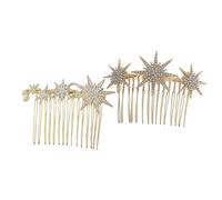 Veemoon Peinetas Laterales Clásicas Doradas para Mujer y Niña, Accesorios de Pelo Ligeros de Metal para Boda y Compromiso, Pack de 2 Piezas