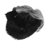 Veemoon Peluca Corta Rizada Gris Plateada para Hombre Degradado Ombré, Fibra Sintética Resistente al Calor, Estilo Despeinado para Cosplay, Fiestas y Uso Diario