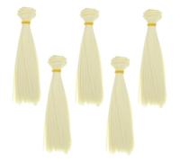 Veemoon Pelucas De Muñecas Diy Pelo Liso 5 Piezas 15 Cm Resistente Al Calor Para Muñecas Bricolaje Cabello Recto Caqui Oscuro