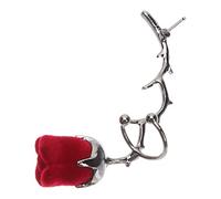 Veemoon Pendiente De Rosa Espinas Diseño Punk Color Vino Para Oreja Sin Perforar Accesorio Artesanal Elegante Para Fiestas y Uso Diario