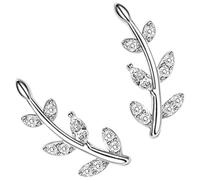 Veemoon Pendientes de Botón de Hoja para Mujer, Trepadores Pequeños de Plata 925, Diseño Japonés Coreano, Estilo Elegante y Cómodo para Uso Diario y Bodas