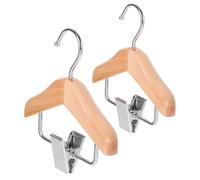 Veemoon Perchas Pequeñas de Madera y Metal para Ropa de Muñecas, 2 Piezas Resistentes para Organización en Casas de Muñecas