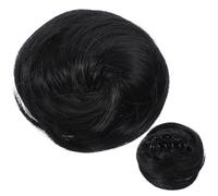 Veemoon Pinza Cabello Moño Postizo Rizado Negro de Seda Resistente al Calor que Añade Volumen y Plenitud para Oficina y Ocio