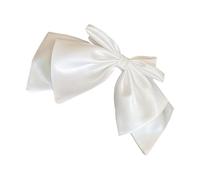 Veemoon Pinza Pelo Lazo Blanco de Tela y Aleación, Ligera y Cómoda para Bodas y Vida Diaria, Accesorio Elegante para Mujer