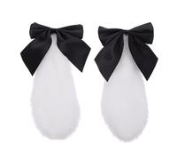 Veemoon Pinzas de Pelo Orejas de Conejo Lop para Niña con Lazo de Cinta Clip Suave y Ligero para Cosplay y Fiestas de Pascua