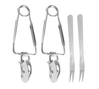 Veemoon Pinzas para Caracoles de Acero Inoxidable Tenedores, Juego de 4 Piezas Multifuncional para Cocina, Restaurante y Hogar, Utensilios Resistentes Resorte para Servir Mariscos