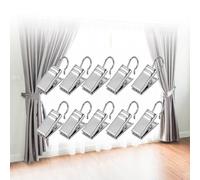 Veemoon Pinzas para Cortinas de Hierro metálico Plateadas 9x18mm, 100 Unidades, Anillos y broches Resistentes para Colgar Cortinas, Fotos y decoración en baño, Dormitorio y Sala