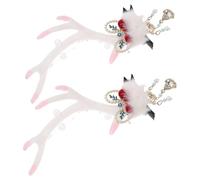 Veemoon Pinzas Pelo de Cuerno de Reno Navideño Pinzas Navideñas Cabello Forma de Cuerno de Reno Accesorios Pelo para Cosplay Adornos Navideños Cabello para Mujeres Niñas