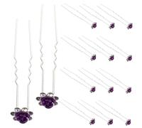Veemoon Pinzas Pelo de Rosa Cristales 20 Piezas U Forma Accesorios para Novia Horquillas Elegantes para Bodas y Fiestas Brillantes