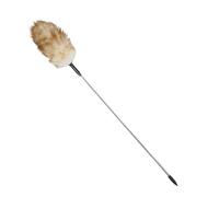 Veemoon Plumero Telescópico de Lana de Cordero Natural Extensible 76-139 Cm, Cepillo Redondo para Polvo Lavable, Limpiador de Techos Altos y Ventiladores, Herramienta Multifuncional