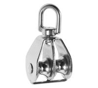 Veemoon Polea de Acero Inoxidable Doble Rueda M15 para Barcos, Bloque de Polea de Cabrestante Resistente Corrosión, Herramienta Portátil para Elevación y Tracción en Navegación y Pesca