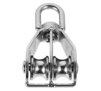 Veemoon Polea Doble de Acero Inoxidable M15 para Uso Marino, Bloque de Tracción de Red de Pesca, Polea Resistente para Elevación y Maniobra en Embarcaciones, Herraje para Cubierta