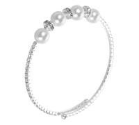 Veemoon Pulsera de perlas novias casarse fiesta elegante con cuentas caso pulseras de perlas brazalete de de imitación brazalete de perlas Aleación de zinc Silver