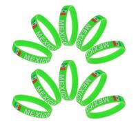 Veemoon Pulseras de Silicona para Fútbol 10 Unidades México, Accesorio Deportivo Resistente al Agua, Diseño Bandera Nacional para Eventos Deportivos y Apoyo al Equipo