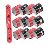 Veemoon Pulseras Slap Ninja para 24 Piezas (2 Modelos X 12 Unidades) Bandas de Bofetadas Elásticas en Color Negro y Rojo, Juguetes para Fiestas de Cumpleaños y Juegos Infantiles
