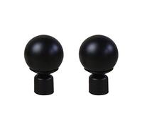 Veemoon - Puntas de barra de cortina de 2 piezas, punta redonda y antioxidante, para barra de cortina de 28 mm, color negro con tornillos ajustables para decoración de hogar u oficina