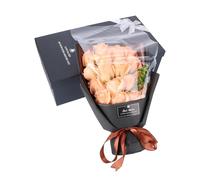 Veemoon Ramo de 18 Rosas de Jabón Artificial con Aroma Floral Dorado, Caja de Obsequio Negra para Cumpleaños, Día Madre y San Valentín, Decoración Elegante para Hogar y Eventos