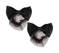 Veemoon Red De Redecilla Elástica Pelo Lazo 2 Piezas Tamaño Mediano Color Negro Para Mujer Oficina y Fiesta Accesorios Profesionales