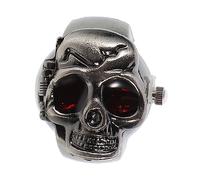 Veemoon Reloj De Anillo Electrónico Vintage, Anillo De Dedo Decorativo, Material Metálico Resistente, Diseño Tapa Giratoria, Unisex, Uso Diario y Casual, Tamaño Ajustable, Color Negro