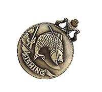 Veemoon Reloj De Bolsillo De Cuarzo Vintage para Pesca Diseño De Relieve De Color Bronce Material De Aleación para Hombre Elegante