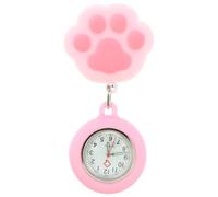 Veemoon Reloj de Bolsillo y Pin Práctico para Enfermera Silicona Rosa Diseño Creativo de Pata de Gato Fijación Estable para Uso Médico Diario