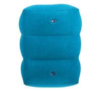 Veemoon Reposapiés Inflable de Viaje Ajustable de 3 Capas Superficie de Terciopelo, Color Azul Pavo Real, Cojín Portátil Ergonómico para Avión, Oficina y Tren, Accesorio Cómodo Debajo