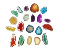 Veemoon Rodajas de Ágata Perforadas de Colores Naturales 20 Piezas Pequeñas para Joyería DIY Accesorios Bisutería Decoración Artesanal Multicolor