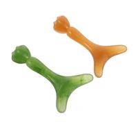 Veemoon Rodillo de Masaje Facial de Resina Diseño de Vaina de Loto, Juego 2 Piezas en Marrón y Verde, Mini Aplicador Portátil para Crema de Ojos, Herramienta Acupresión para