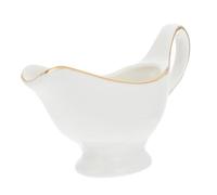 Veemoon Salsera de Cerámica Blanca Borde Dorado, Jarra para Salsa de Cocina de 3 Oz, Recipiente para Condimentos en Restaurantes y Hogar, Adecuado para Servir Salsa y Crema en Vajilla