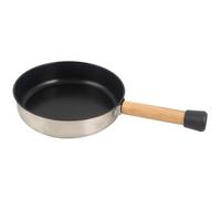 Veemoon Sartén Portátil de Acero Inoxidable Antiadherente para Camping Mango Desmontable de Madera, Fondo Plano Compatible Hornillo de Gas E Inducción, Adecuado para Freír Huevos y