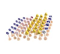 Veemoon Señales de Tráfico de Madera, Juego Educativo de Señales de Calle, Set de 50 Piezas Simulación Vial, Juguete de Señalización para Educación Temprana y Desarrollo Cognitivo