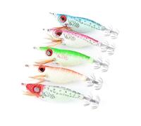 Veemoon Señuelos de Pesca Luminosos 10 Cm 8 G 5 Unidades Cebos Artificiales de Camarón de Madera Ojos Grandes Accesorios de Pesca Nocturna Color Aleatorio