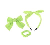 Veemoon Set Accesorios Cabello 3 Piezas Verde Fruta, Diadema Lazo, Horquilla Lazo, Coletero Elástico Pequeño, para Niñas, Uso Diario y Fiestas, Tela Suave y Cómodo Ajuste