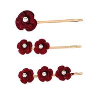 Veemoon Set de 3 Pinzas Pelo Flores de Rosa y Perlas en Aleación de Zinc y Abs, Accesorios Cabello Fáciles de Usar Ideales para Bodas y Viajes Románticos