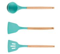 Veemoon Set de Utensilios de Cocina de Silicona Cuchara, Cucharón y Espátula 3 Piezas Fácil de Limpiar y Almacenar, Adecuado para Cocinar