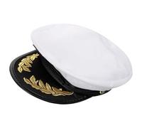 Veemoon Sombrero de Capitán de Mar Blanco para Talla M 56-58 CM Cierre Ajustable Gorra Náutica Ligera de Tela Combinada para Disfraces de Marinero y Eventos Temáticos