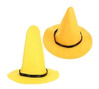 Veemoon Sombreros de Mago de Fieltro Amarillo Grueso 2 Piezas Sombrero Puntiagudo Ala Ancha para Disfraz de Bruja Cosplay y Fiestas de Halloween Accesorios Ligeros y Plegables para