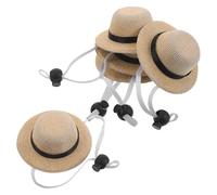 Veemoon Sombreros de Paja Ajustables para Mascotas Pequeñas 5 Unidades con Correa Elástica y Cierre, Protección Solar para Perros, Gatos y Polluelos, Tamaño Grande, Uso al Aire Libre