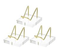 Veemoon Soporte Acrílico Transparente para Exhibición de Minerales, 3 Piezas Pequeñas en Forma de Corazón, Soporte de Metal para Colección de Rocas y Gemas, Adecuado para Hogar y Oficina