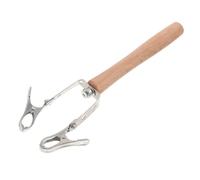 Veemoon Soporte de Moxibustión de Doble Clip Pequeño con Mango de Madera, Pinza Manual Resistente al Calor para Varillas de 1,8 Cm, Herramienta Portátil para Terapia de Autocuidado en