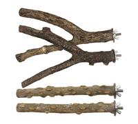 Veemoon Soporte de Pie para Loros de Madera Natural, Conjunto de Perchas para Jaula, Accesorio de Entrenamiento y Juego para Pájaros, Color Gris y Café, Adecuado para Ejercitar y Entrenar