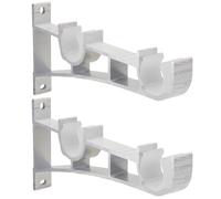 Veemoon Soporte Estable Cortina Blanco de Aleación de Doble de Aluminio Resistente 2 Piezas Doble Soporte Semicircular y Placa Metálica de 28-30mm para Barras para Ventanas