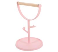 Veemoon Soporte para Pájaros de Escritorio Rosa, Percha Resistente a Mordeduras Base Estable, Puesto de Madera y Plástico para Entrenamiento y Juego de Loros y Periquitos
