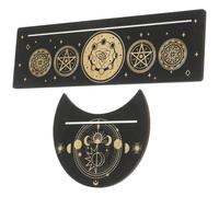 Veemoon Soportes de Madera para Cartas del Tarot 2 Piezas Diseño Lunar, Exhibidor Decorativo para Tarot, Organizador Portátil para Lectura y Altar Hogareño